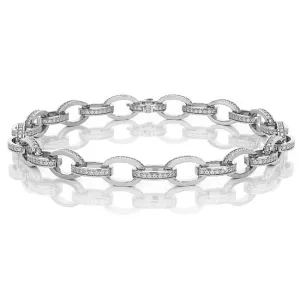 14k Solid Gold Oval Link Diamonds Bracelet (1.86.cts.tw)