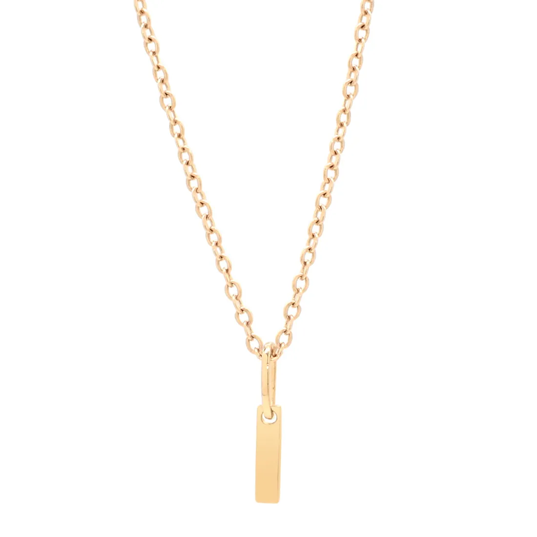 14k Solid Gold Tiny Flat Bar Necklace