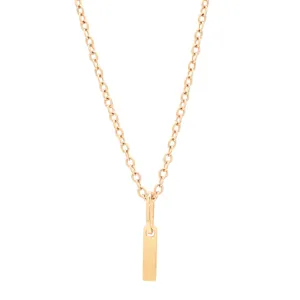 14k Solid Gold Tiny Flat Bar Necklace