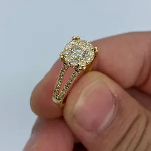14K Square Flower Diamond Engagement Ring