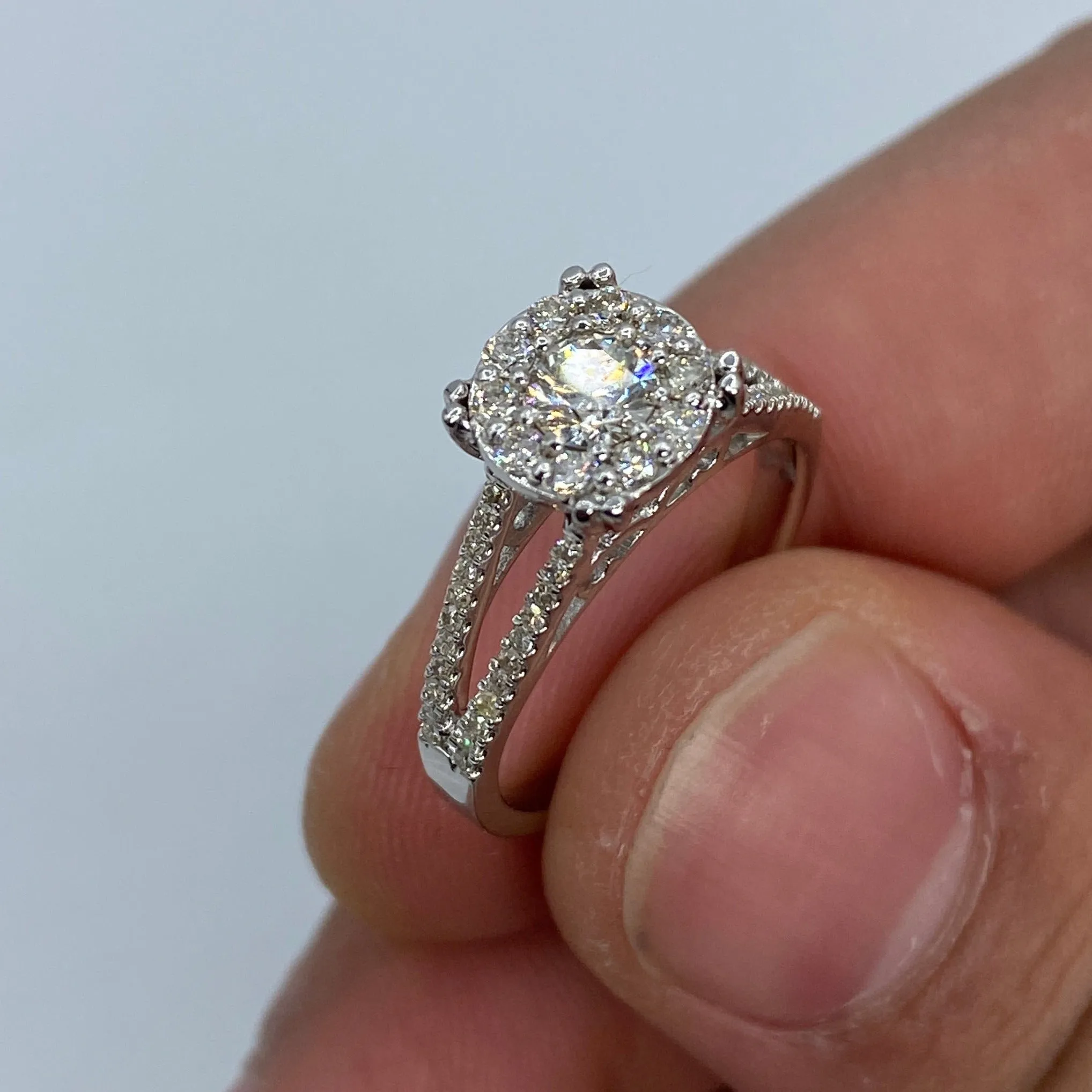 14K Square Flower Diamond Engagement Ring
