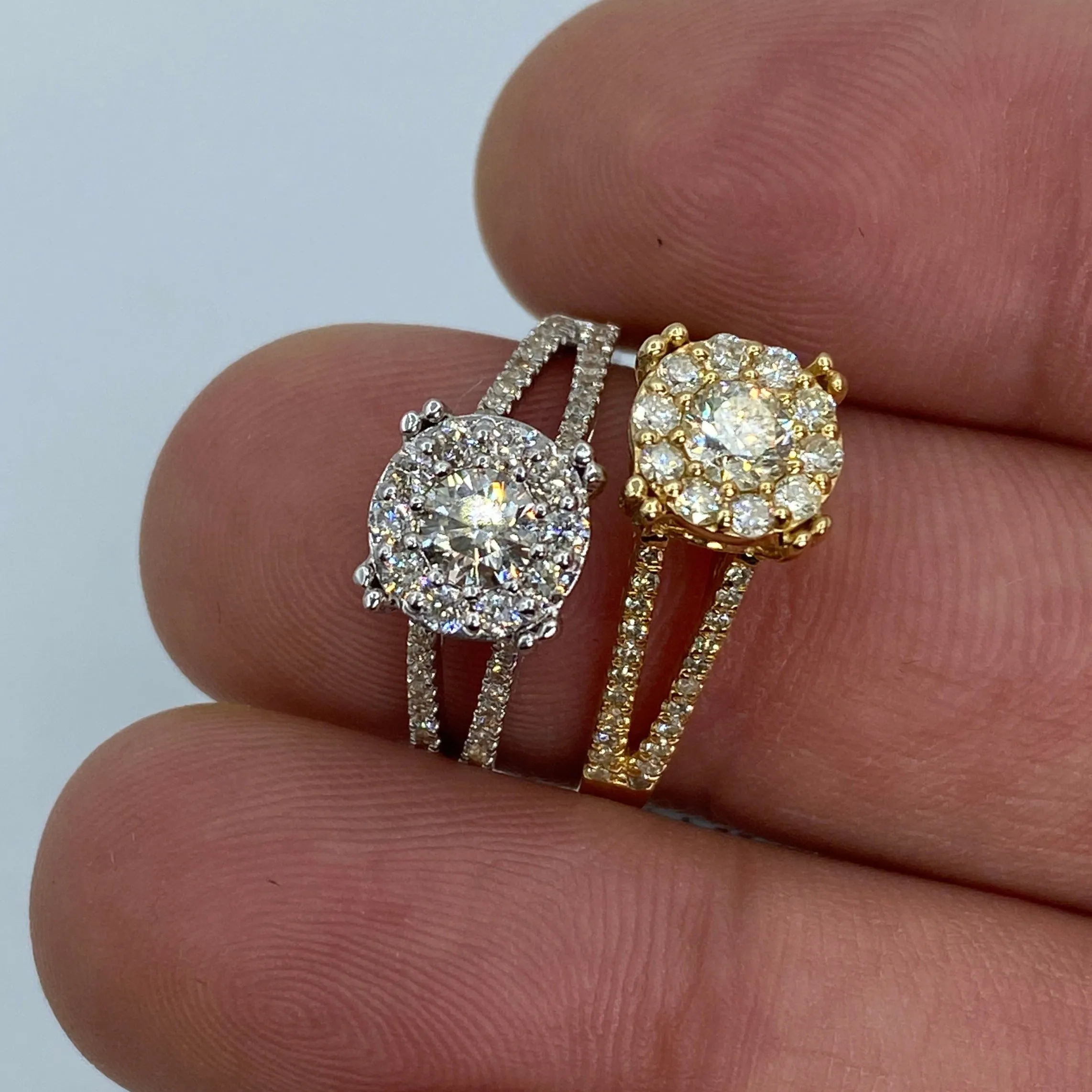 14K Square Flower Diamond Engagement Ring