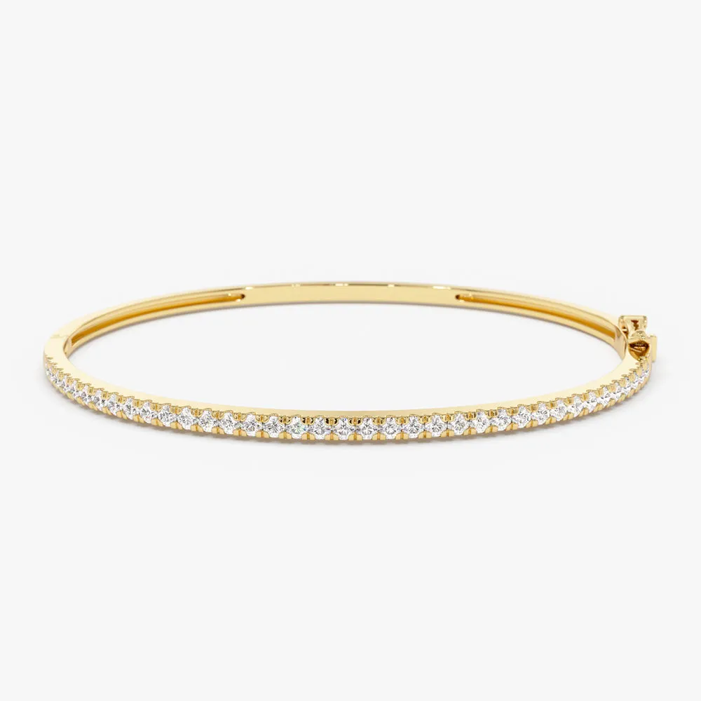 14k Stacking Micro Pave Diamond Bangle 0.90 ctw