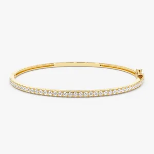 14k Stacking Micro Pave Diamond Bangle 0.90 ctw