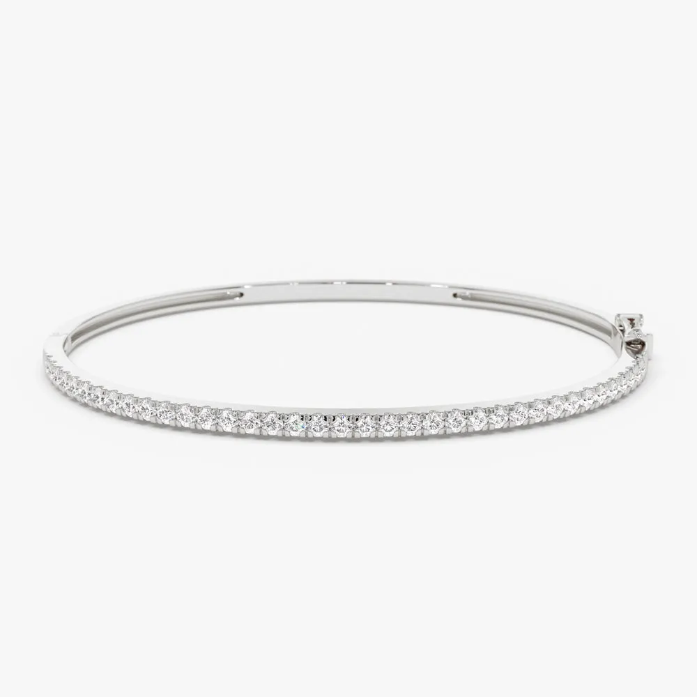14k Stacking Micro Pave Diamond Bangle 0.90 ctw
