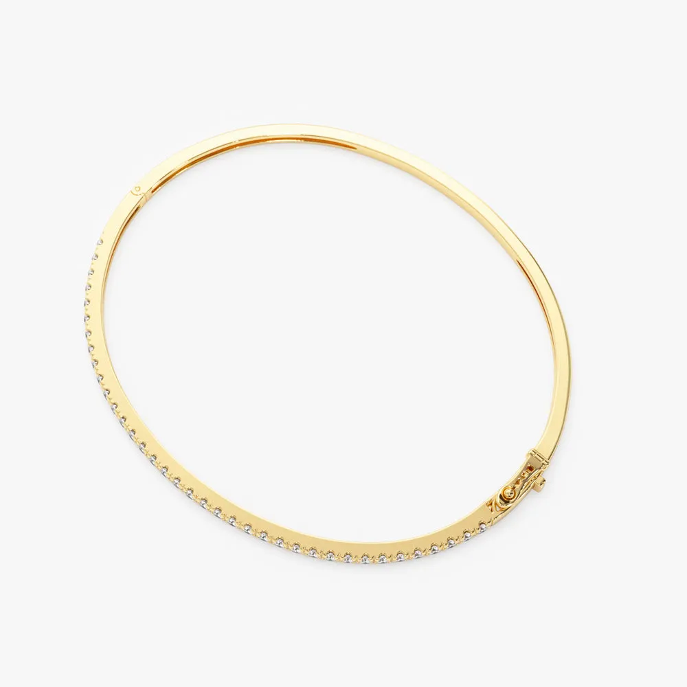 14k Stacking Micro Pave Diamond Bangle 0.90 ctw