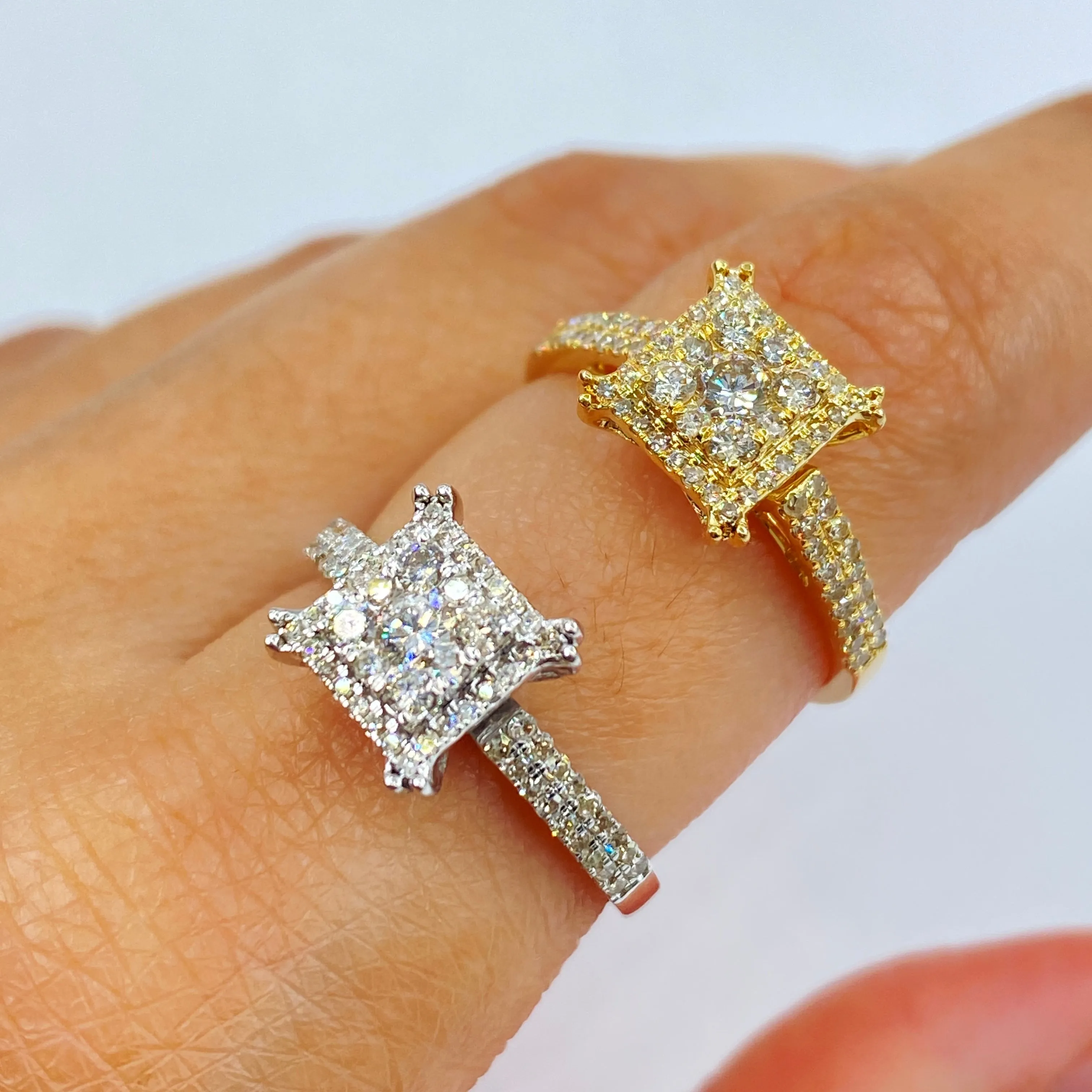 14K Tina Square Halo Diamond Ring