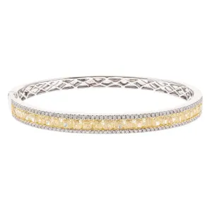 14k Two Tone Gold Yellow Diamond Bangle Bracelet