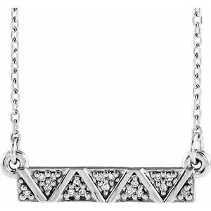 14K White .05 CTW Diamond Geometric Bar 16-18" Necklace