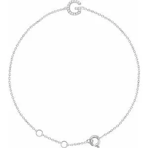 14K White .05 CTW Diamond Initial G 6-7" Bracelet