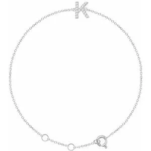 14K White .05 CTW Diamond Initial K 6-7" Bracelet