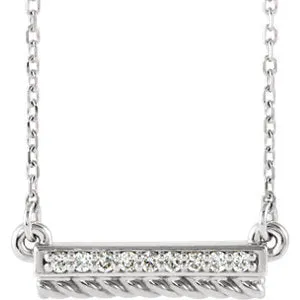 14K White .08 CTW Diamond Rope Bar 16-18" Necklace