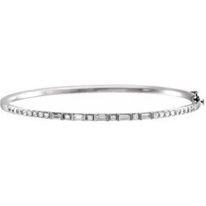 14K White 1 CTW Diamond 7" Bangle Bracelet