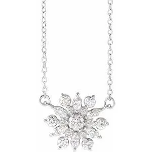 14K White 1/2 CTW Diamond Vintage-Inspired 16" Necklace