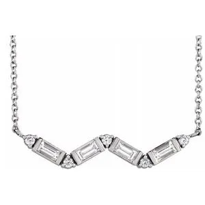 14K White 1/3 CTW Diamond Bar 18" Necklace