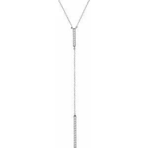 14K White 1/5 CTW Diamond Bar "Y" 16-18" Necklace