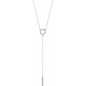 14K White 1/6 CTW Diamond Circle 16-18" Bar Y Necklace
