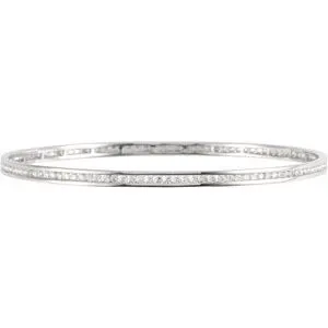 14K White 2 1/4 CTW Diamond Stackable Bangle 8" Bracelet