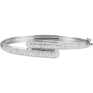 14K White 3 CTW Diamond Bangle Bracelet