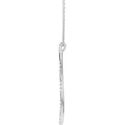 14k White Gold 0.07 DTW Freeform Vertical Bar With 16" Chain