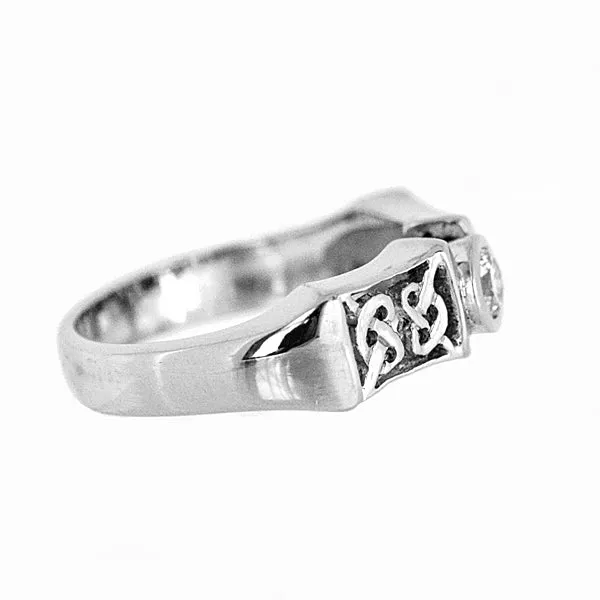 14K White Gold 0.22 ct Round Full Cut Diamond Celtic Knot Ring