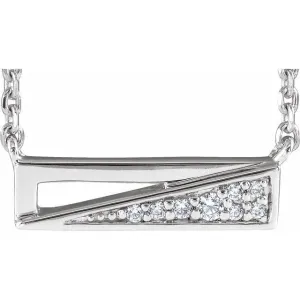 14K White Gold .05 CTW Natural Diamond Bar 18" Necklace