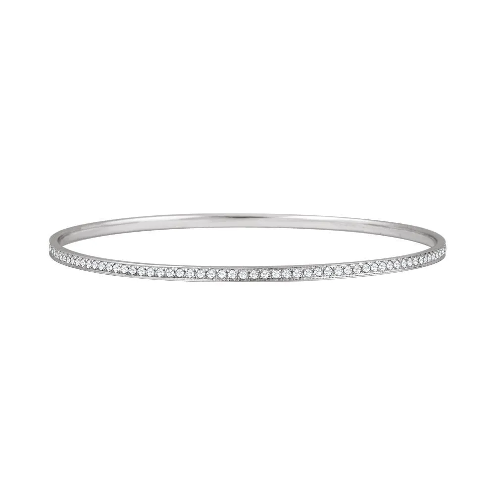 14k White Gold 1 1/2 CTW Diamond Bangle Bracelet