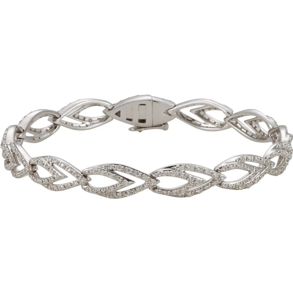 14k White Gold 1 1/3 CTW Diamond Geometric Link Bracelet