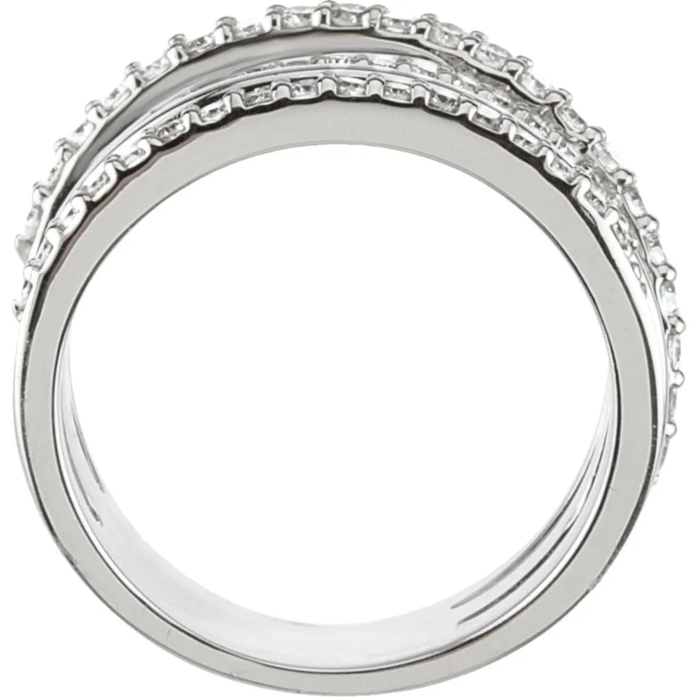 14k White Gold 1/2 CTW Diamond Criss Cross Ring, Size 7