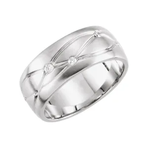 14k White Gold 1/5 CTW Diamond Duo Band Size 7