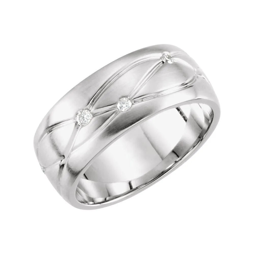 14k White Gold 1/5 CTW Diamond Duo Band Size 7