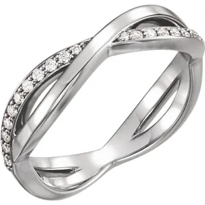 14k White Gold 1/5 CTW Diamond Infinity-Inspired Ring, Size 7