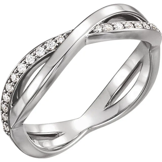 14k White Gold 1/5 CTW Diamond Infinity-Inspired Ring, Size 7