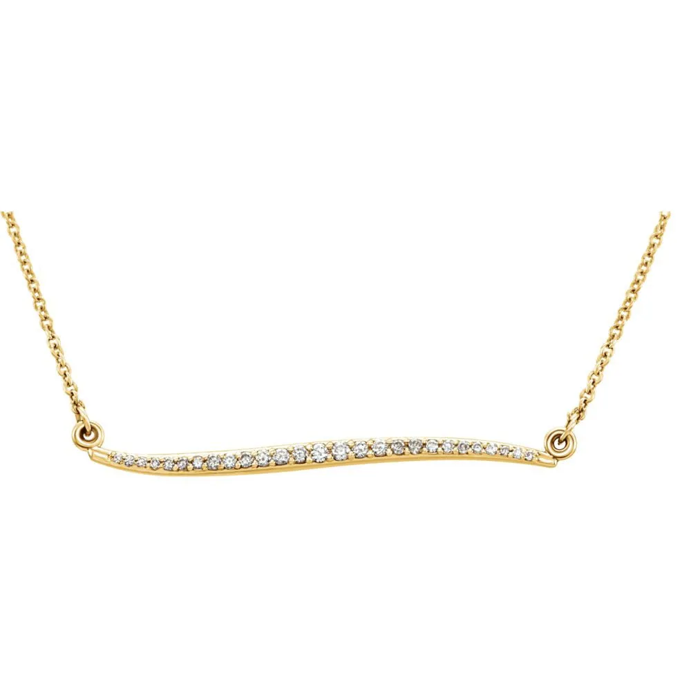 14k White Gold 1/6 CTW Diamond Curvilinear Bar 17.5" Necklace