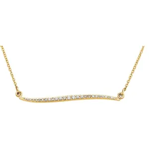 14k White Gold 1/6 CTW Diamond Curvilinear Bar 17.5" Necklace