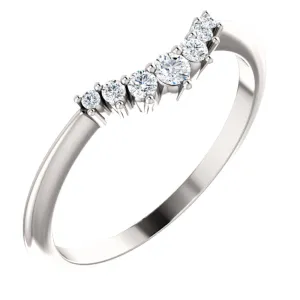 14k White Gold 1/8 CTW Diamond Contour Band, Size 7