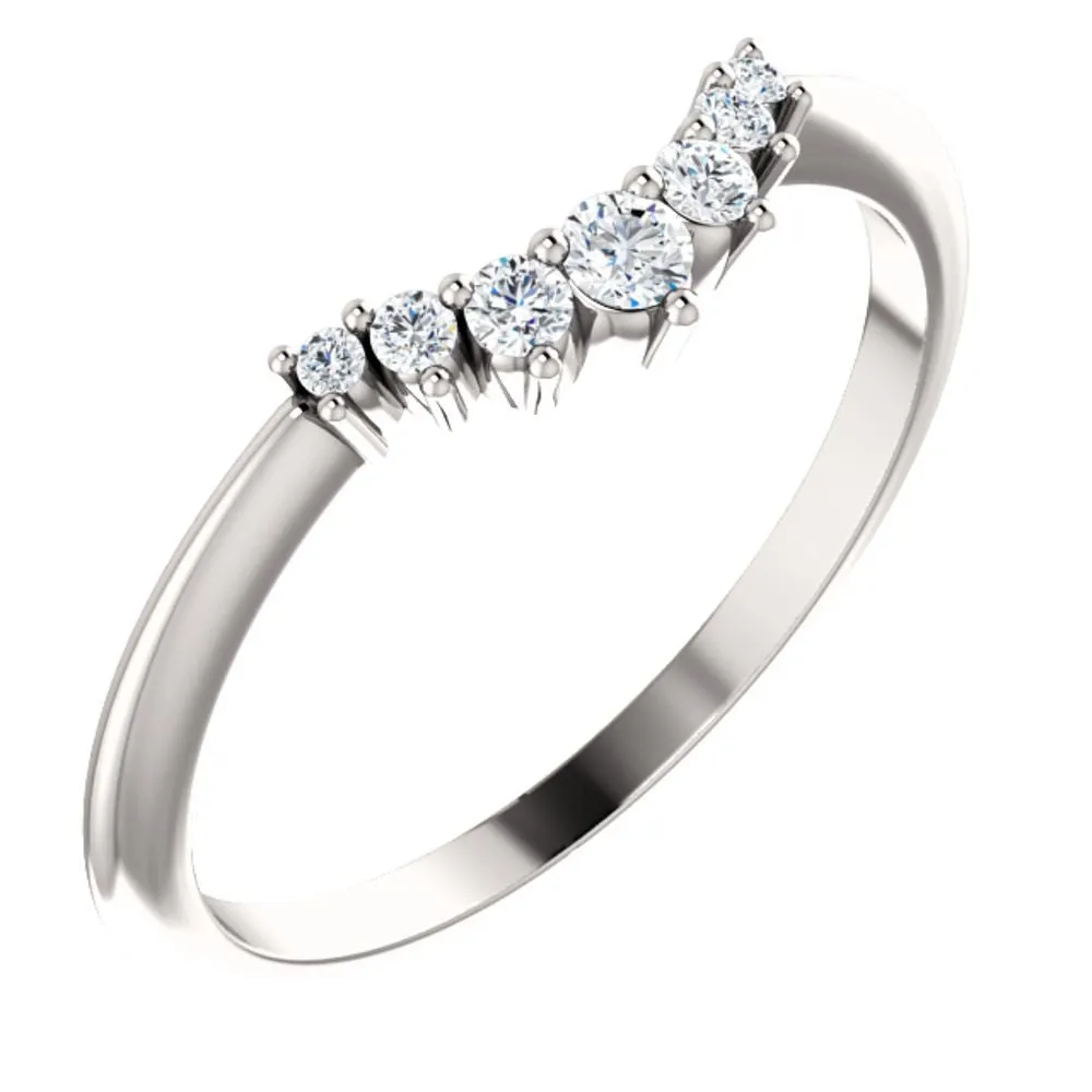 14k White Gold 1/8 CTW Diamond Contour Band, Size 7