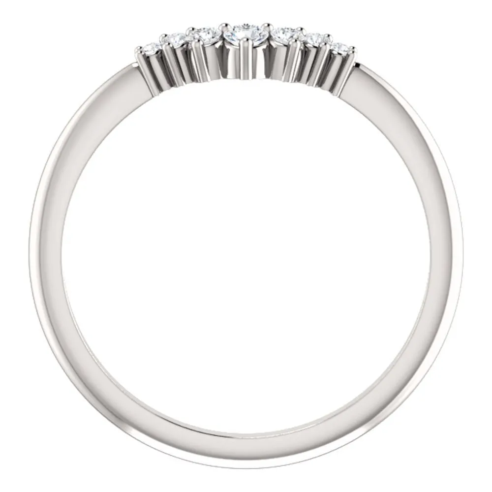 14k White Gold 1/8 CTW Diamond Contour Band, Size 7
