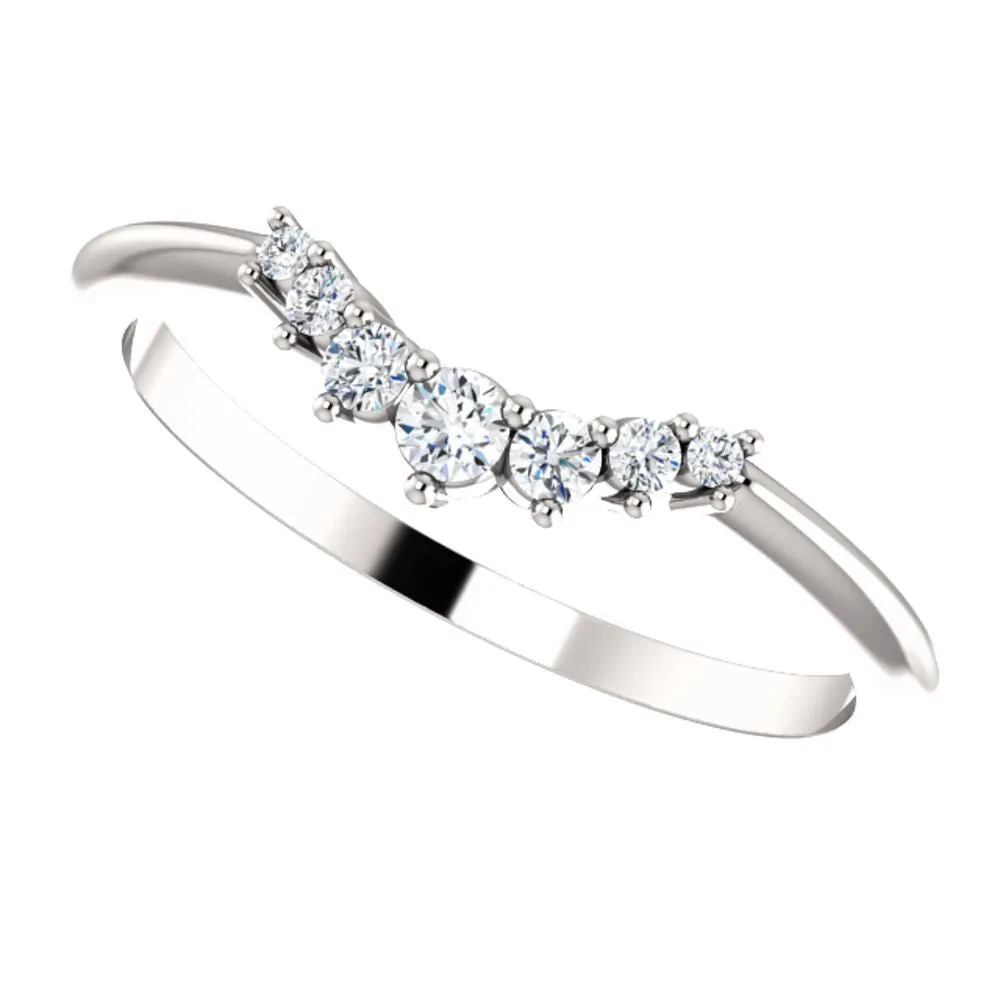 14k White Gold 1/8 CTW Diamond Contour Band, Size 7