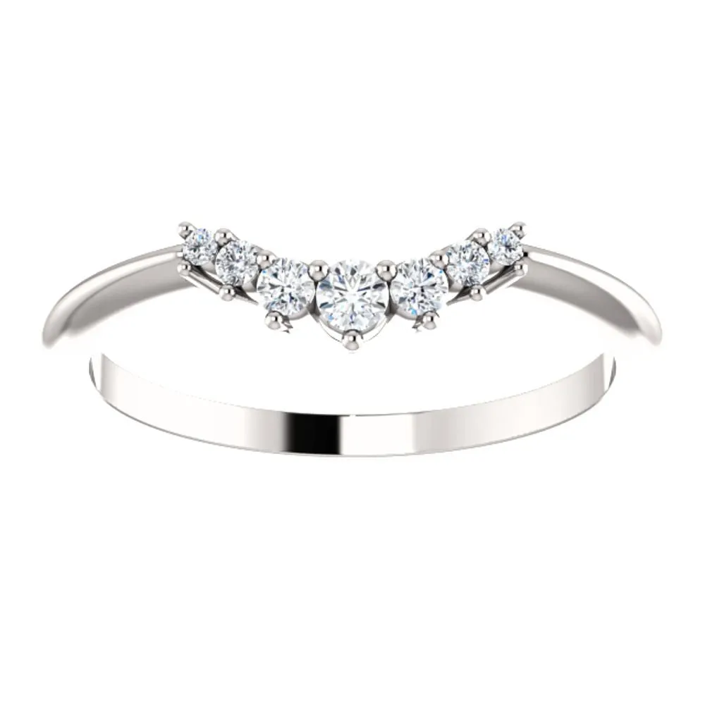 14k White Gold 1/8 CTW Diamond Contour Band, Size 7