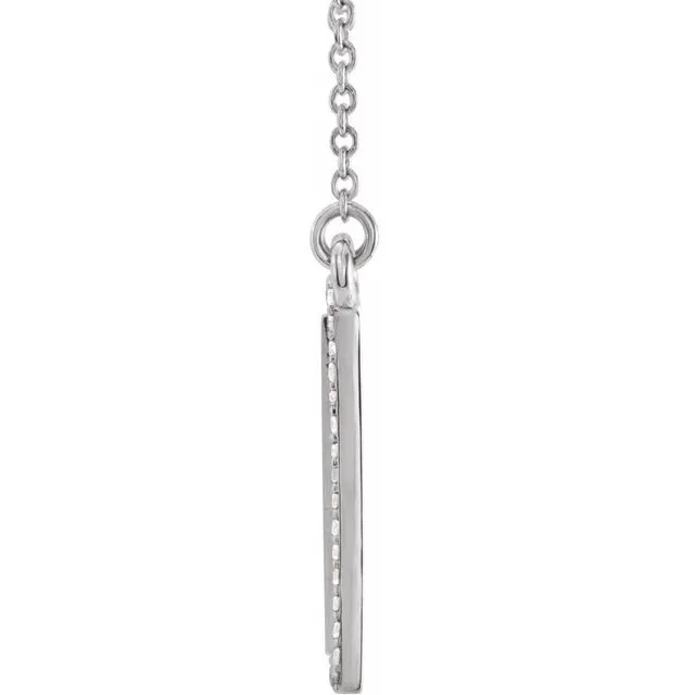 14K White Gold 1/8 CTW Natural Diamond Bar 18" Necklace