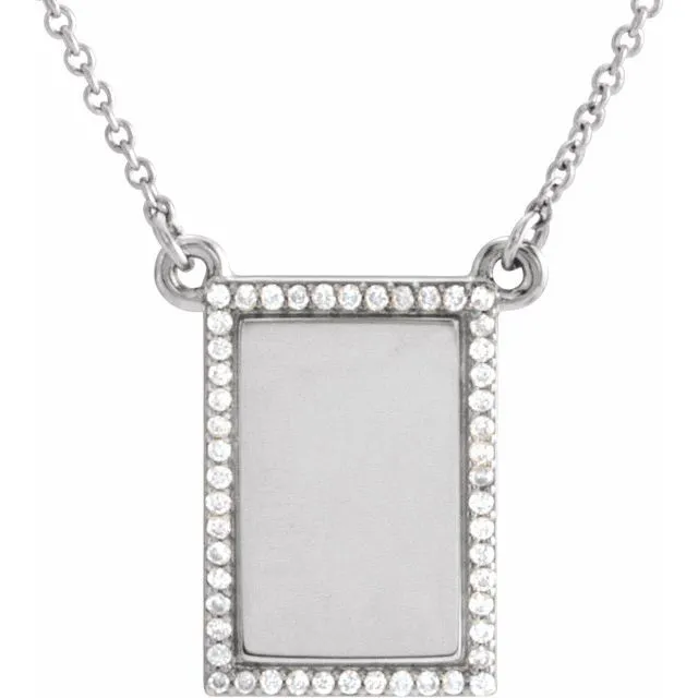 14K White Gold 1/8 CTW Natural Diamond Bar 18" Necklace