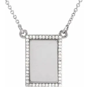 14K White Gold 1/8 CTW Natural Diamond Bar 18" Necklace