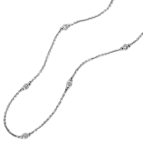 14K White Gold 20" Diamond-by-the-Yard Necklace, 8 D=.36tw