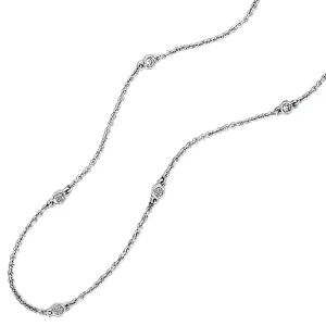 14K White Gold 20" Diamond-by-the-Yard Necklace, 8 D=.36tw