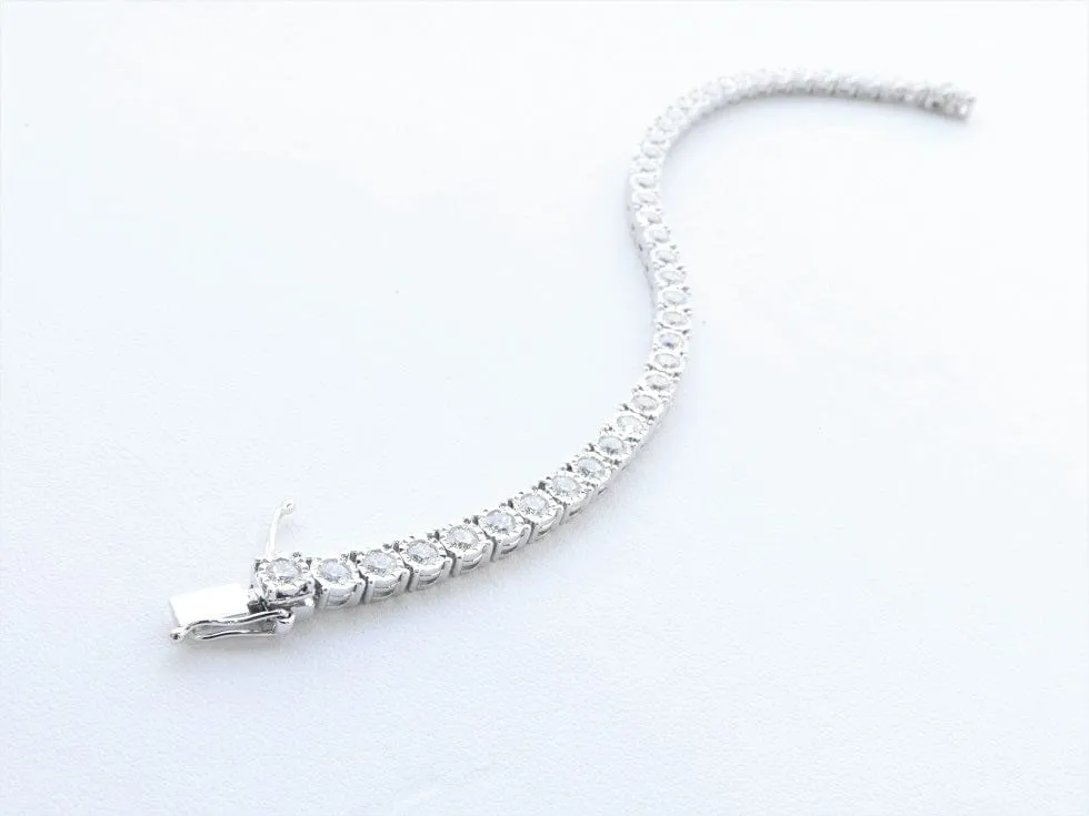 14K White Gold 3.15 Carat Diamond Tennis Bracelet
