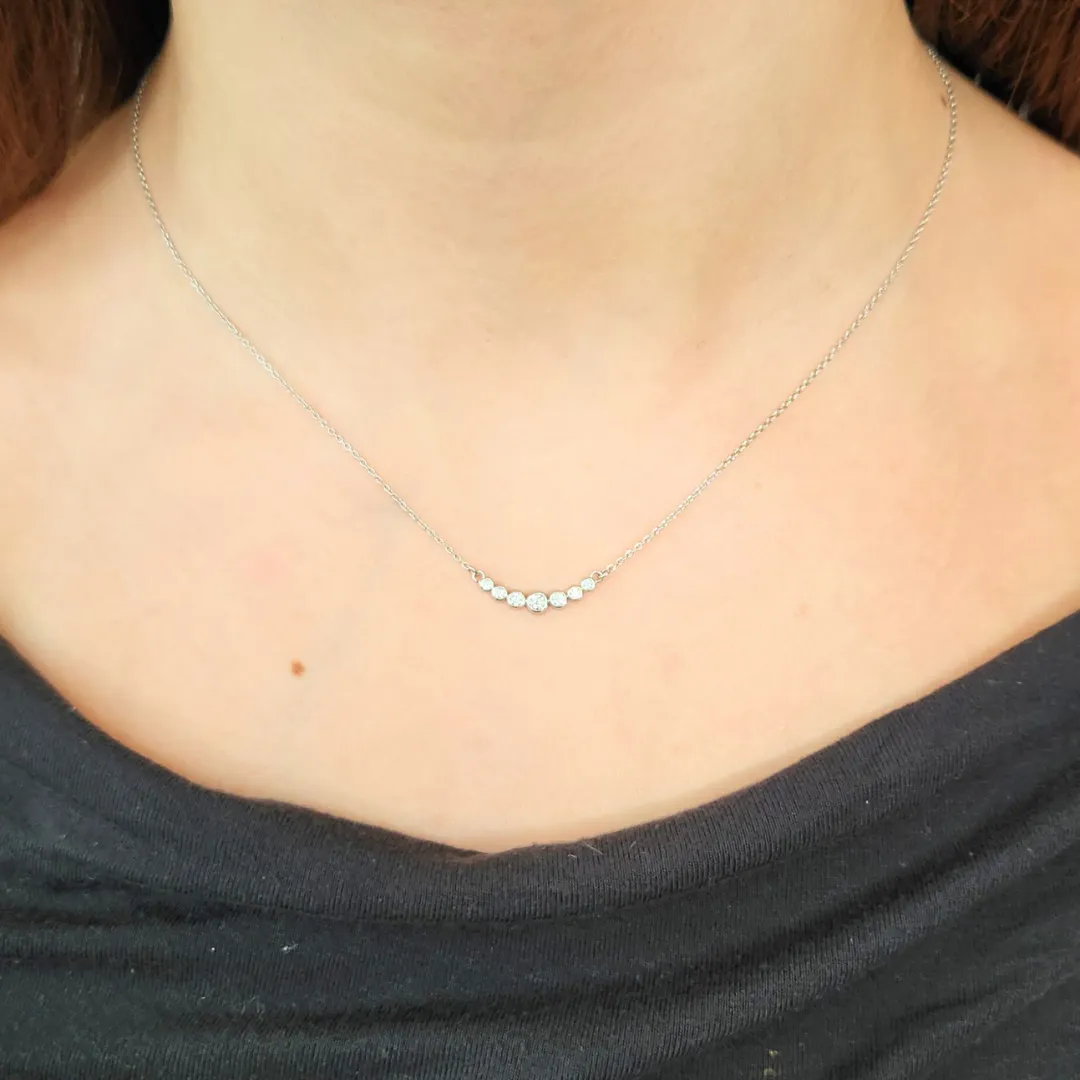 14k White Gold 7 Diamond Bar Necklace | 0.2ct