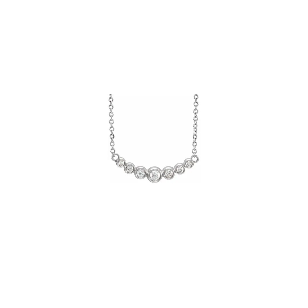 14k White Gold 7 Diamond Bar Necklace | 0.2ct