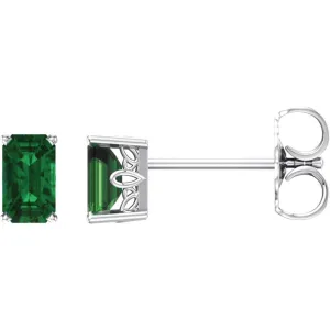 14k White Gold Chatham® Created Emerald Earrings