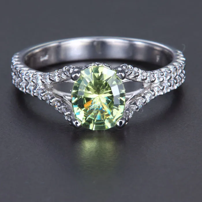 14K White Gold Chrysoberyl and Diamond  Ring 1.39 Carats
